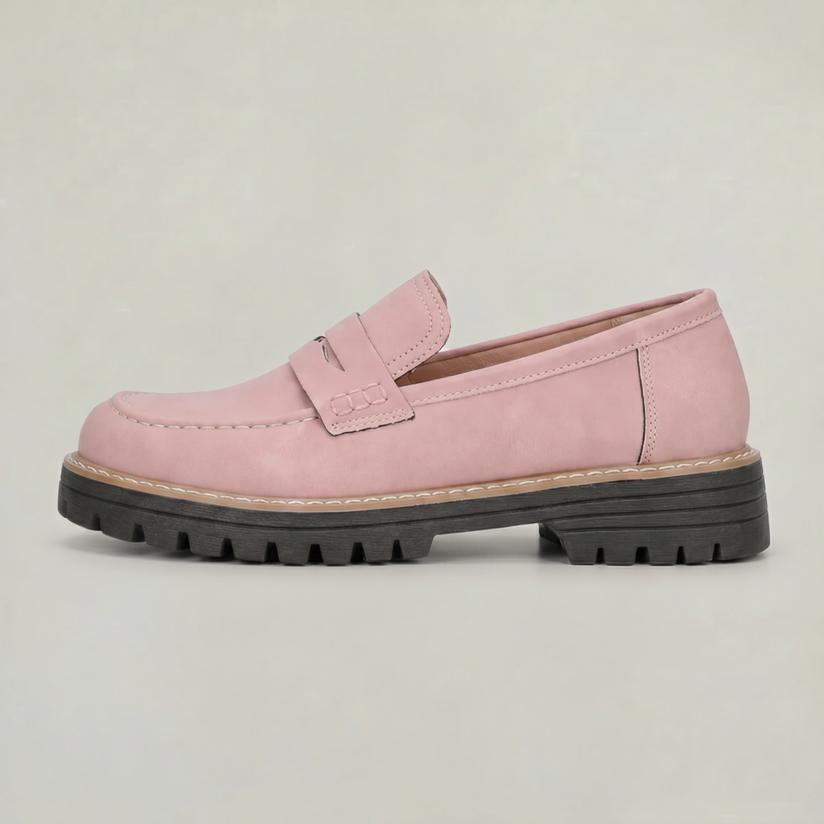 Women’s Suede-Style Penny Platform Loafers in Pink