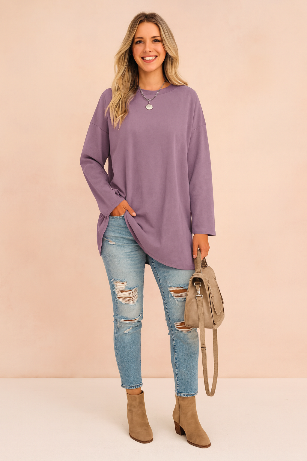 Women’s Relaxed Long-Sleeve Tunic Top