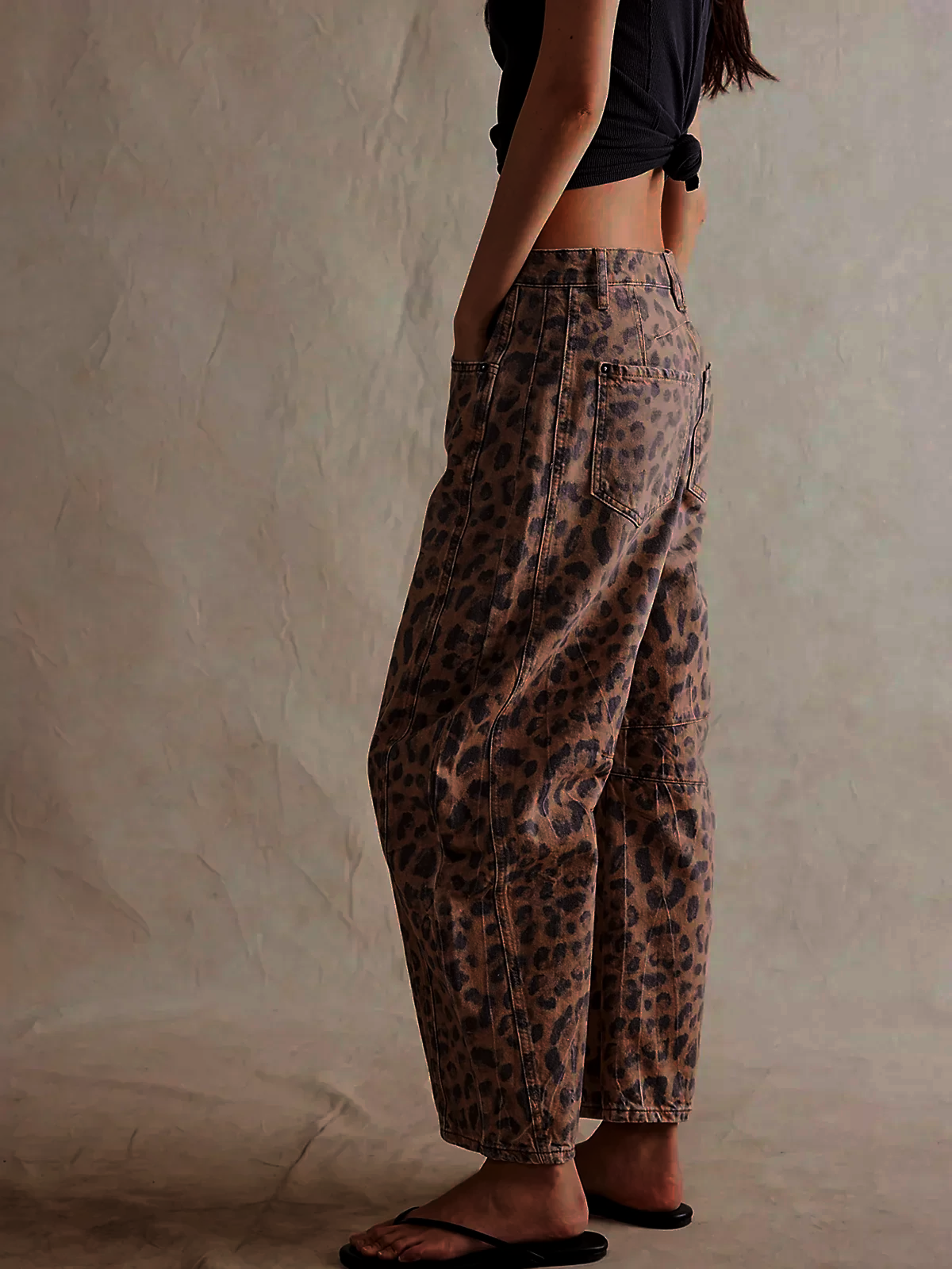 Women’s Leopard Print Barrel Jeans