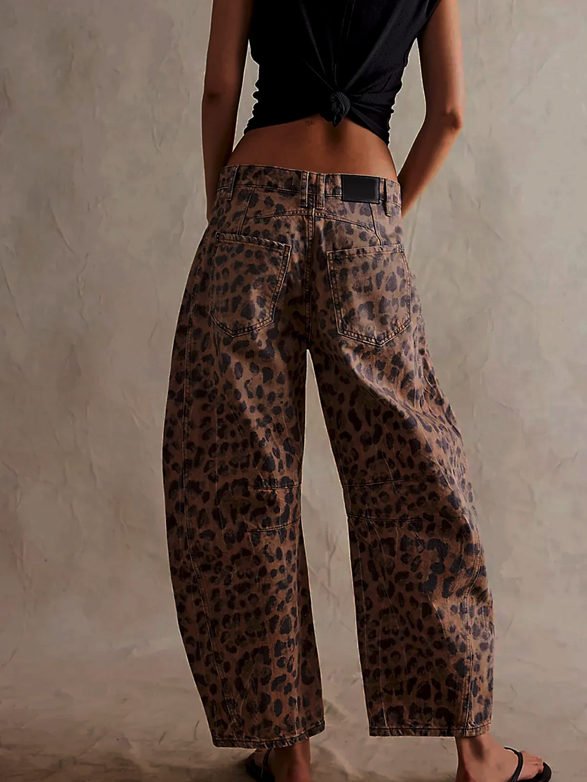 Women’s Leopard Print Barrel Jeans