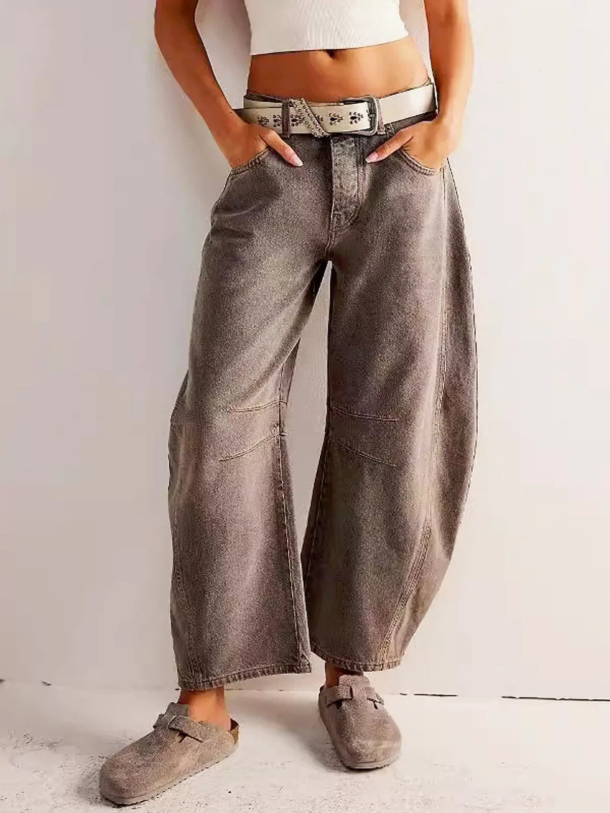 Women’s Leopard Print Barrel Jeans