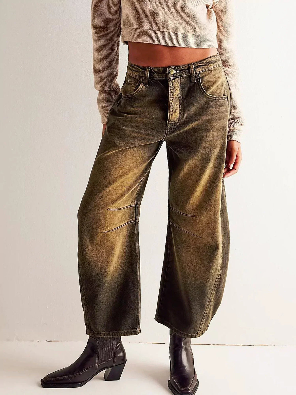 Women’s Leopard Print Barrel Jeans