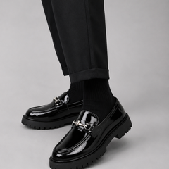 Men’s Leather-Look Horsebit Lug-Sole Loafers