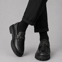 Men’s Leather-Look Horsebit Lug-Sole Loafers