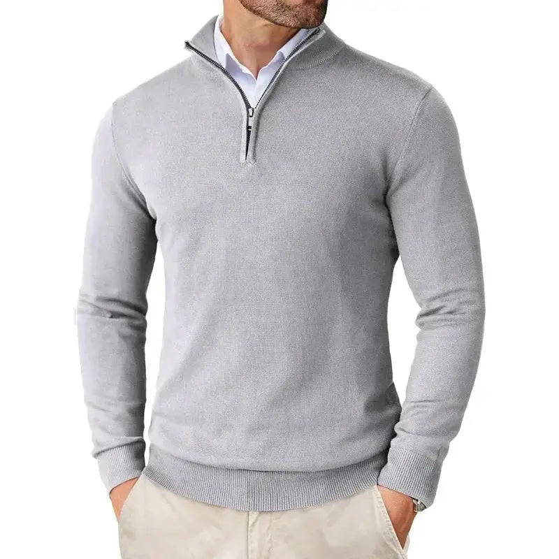 Men’s Soft Knit Half-Zip Jumper in Grey