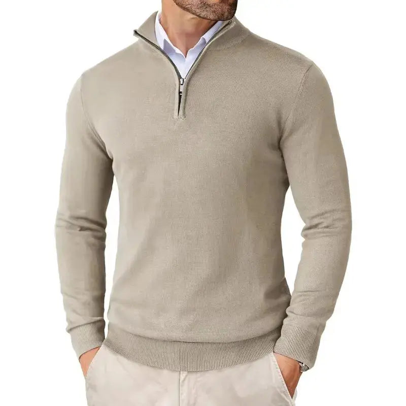 Men’s Soft Knit Half-Zip Jumper in Beige