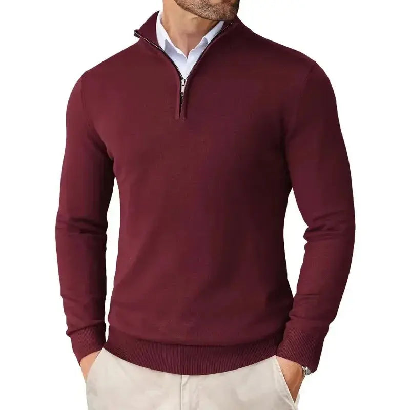 Men’s Soft Knit Half-Zip Jumper in Red