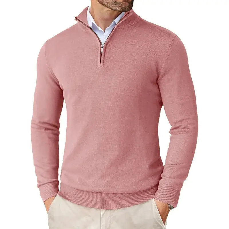 Men’s Soft Knit Half-Zip Jumper in Pink