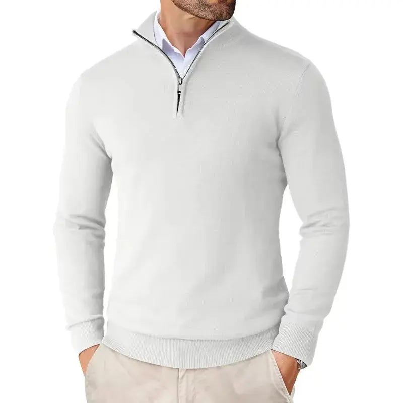 Men’s Soft Knit Half-Zip Jumper in White