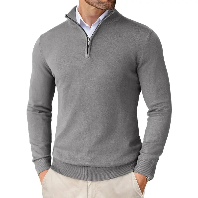Men’s Soft Knit Half-Zip Jumper in Silver