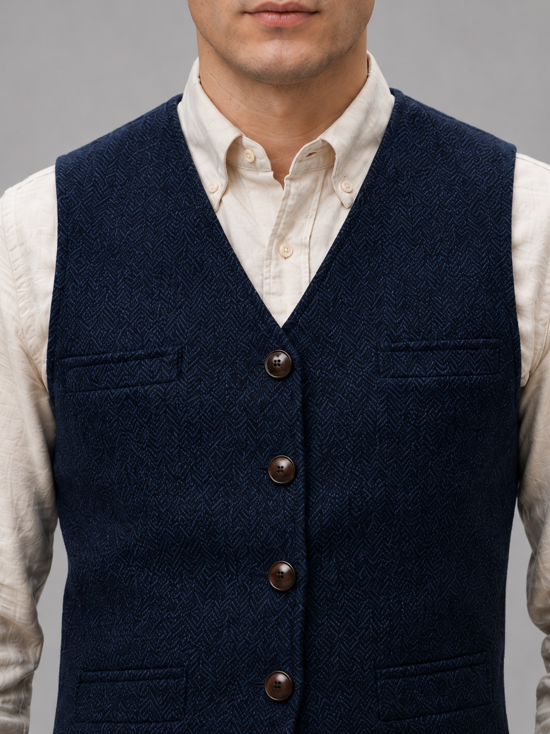 Men's Tweed Waistcoat - Tailored Smart Casual Vest - detail image 4