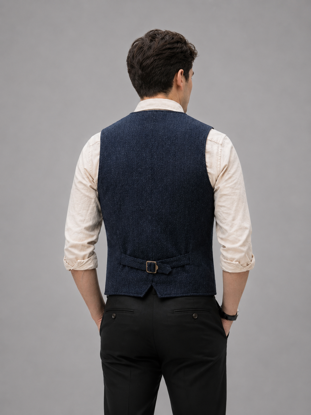 Men's Tweed Waistcoat - Tailored Smart Casual Vest - detail image 5