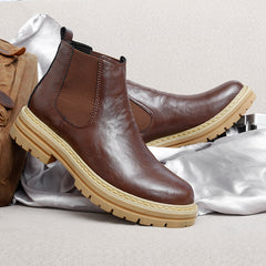 Men’s Platform Leather-Look Chelsea Boots