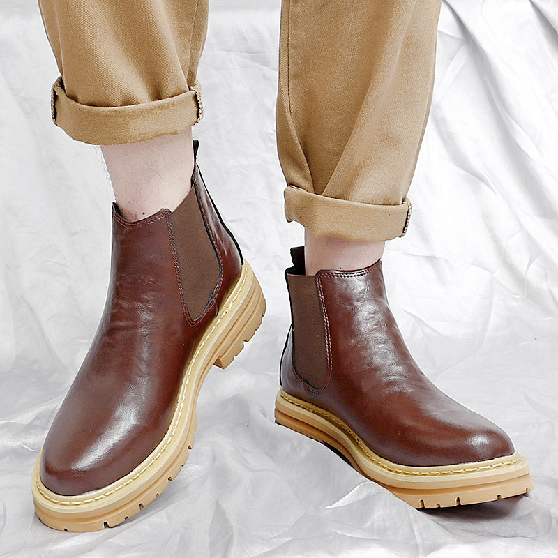 Men’s Platform Leather-Look Chelsea Boots