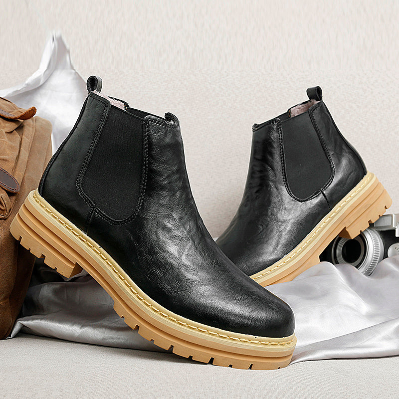 Men’s Platform Leather-Look Chelsea Boots