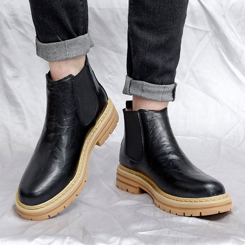 Men’s Platform Leather-Look Chelsea Boots
