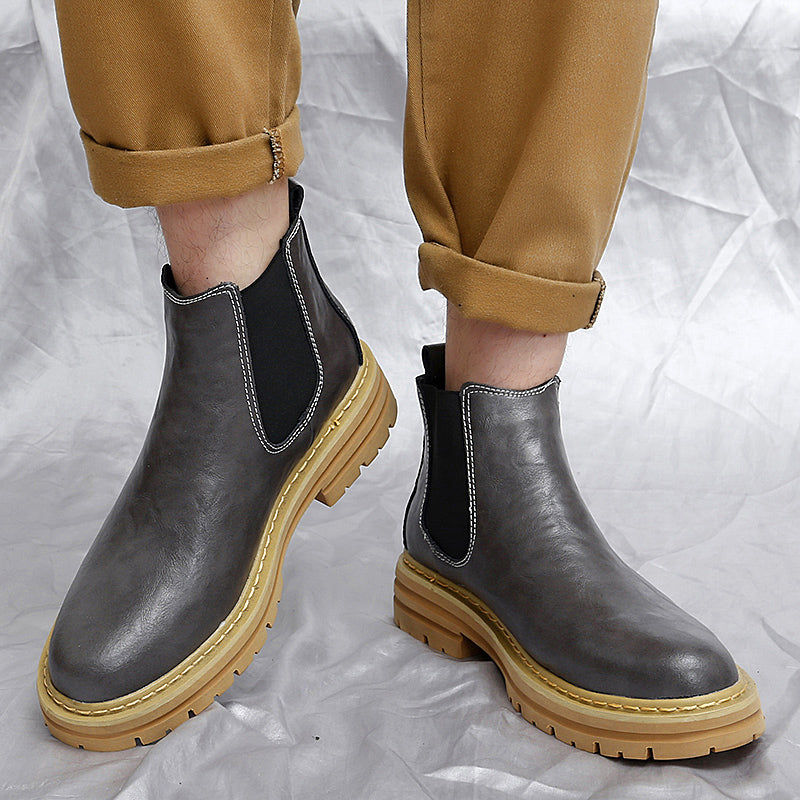 Men’s Platform Leather-Look Chelsea Boots