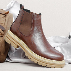 Men’s Platform Leather-Look Chelsea Boots