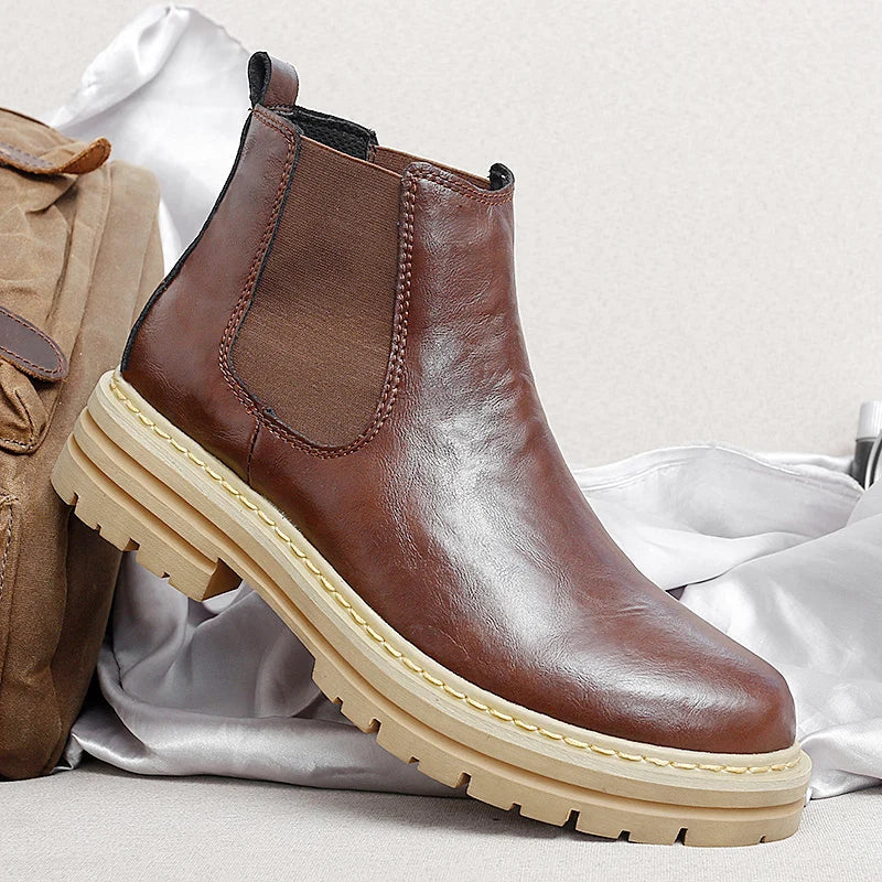 Men’s Platform Leather-Look Chelsea Boots
