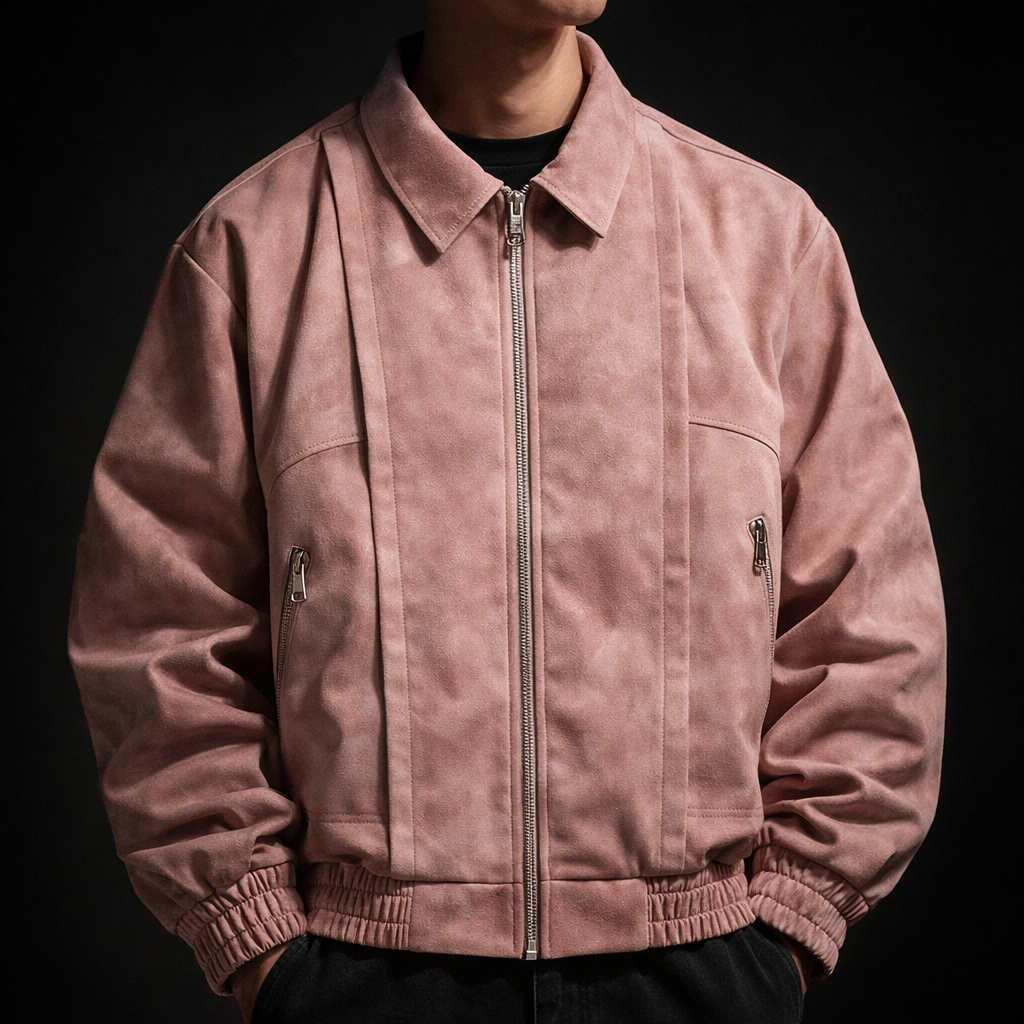 Men’s Oversized Suede-Look Bomber Jacket