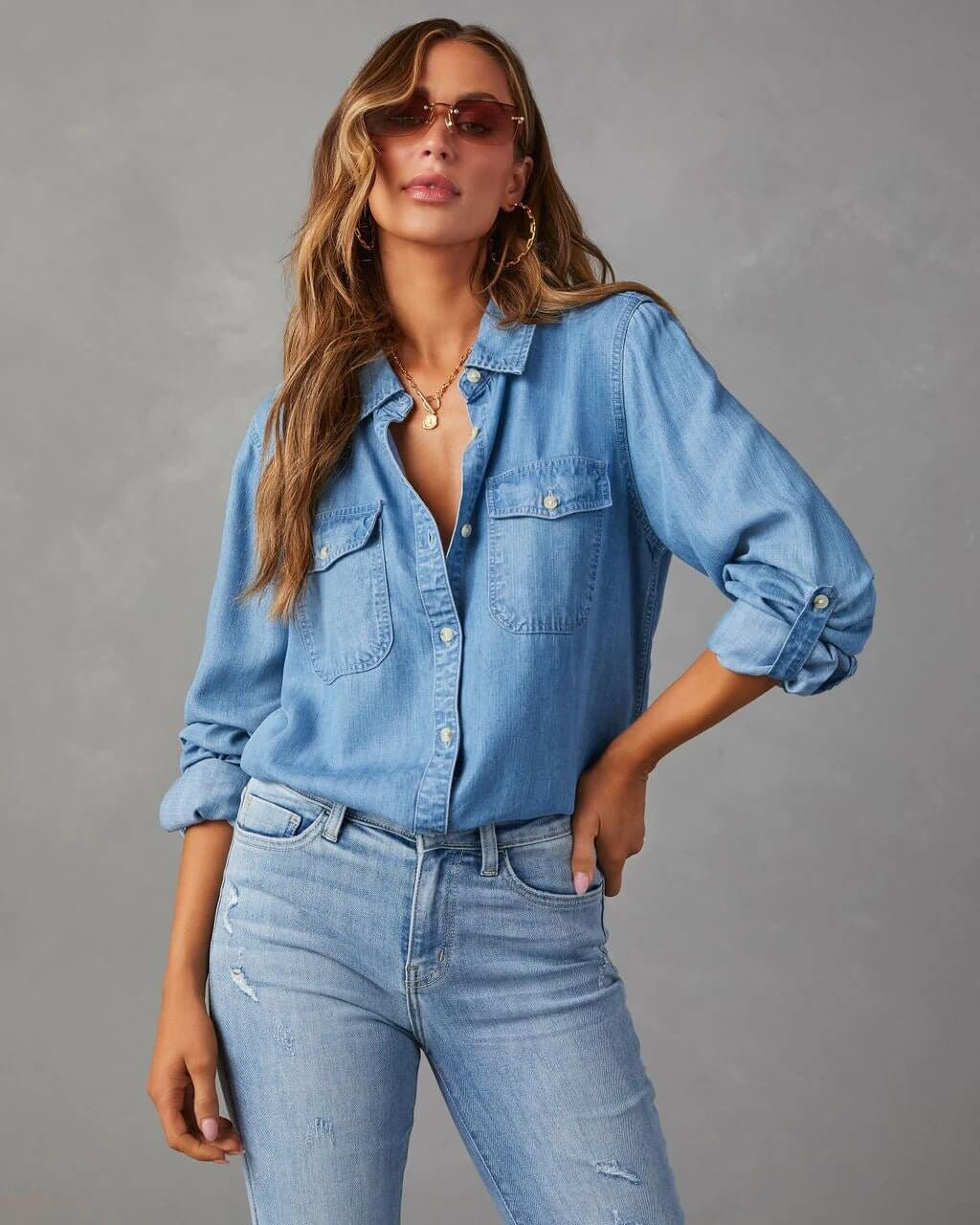 Women’s Long-Sleeve Denim Shirt