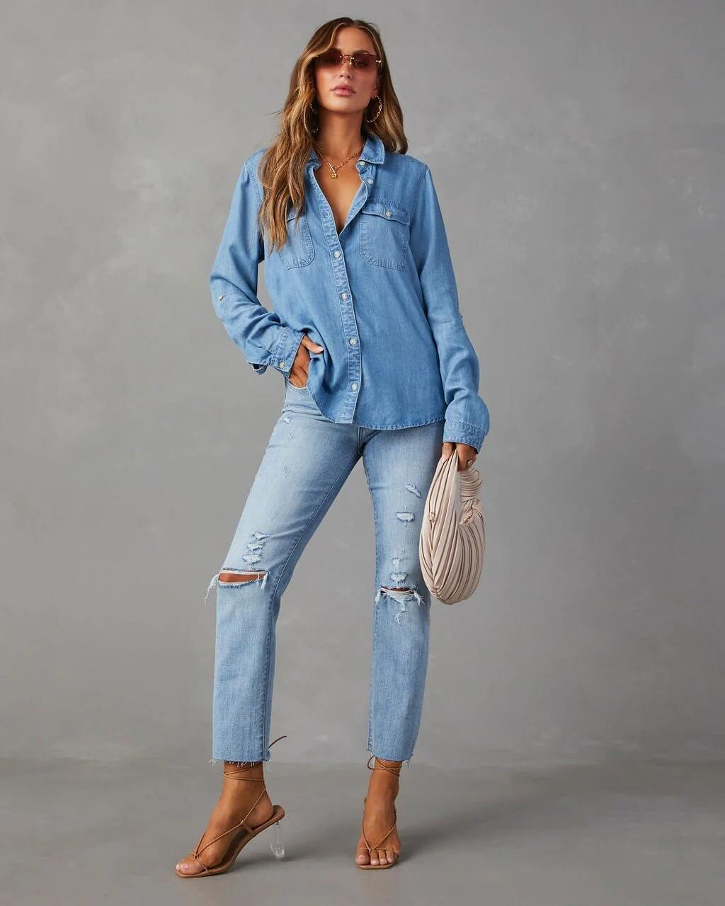 Women’s Long-Sleeve Denim Shirt