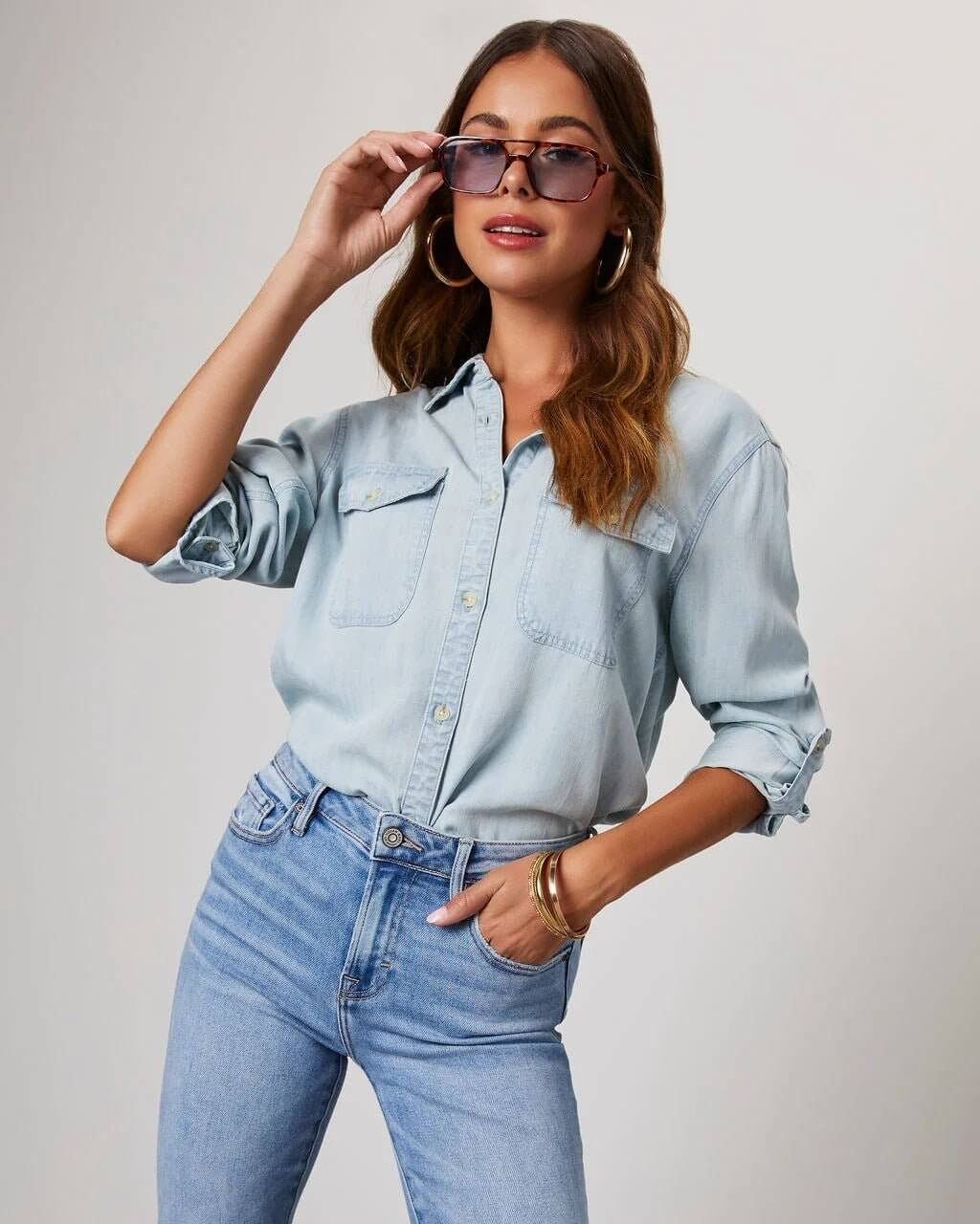 Women’s Long-Sleeve Denim Shirt