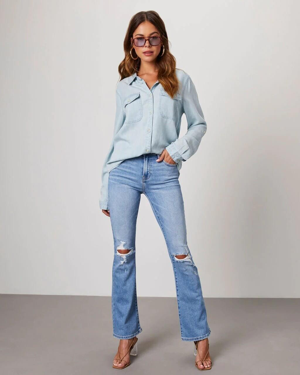 Women’s Long-Sleeve Denim Shirt
