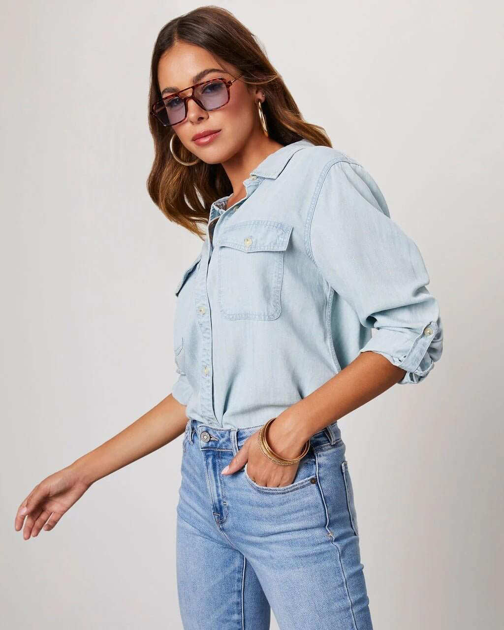 Women’s Long-Sleeve Denim Shirt