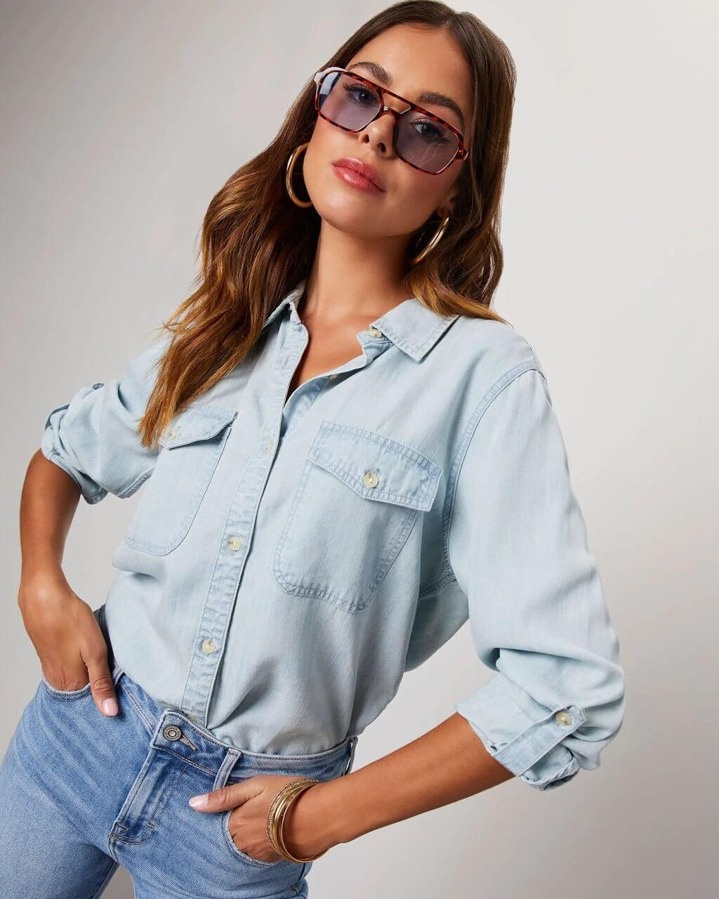 Women’s Long-Sleeve Denim Shirt