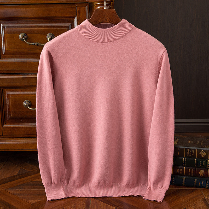 Men’s Drop-Shoulder Mock-Neck Jumper in Pink