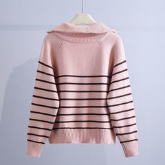 Women’s Cotton Striped Half-Zip Jumper