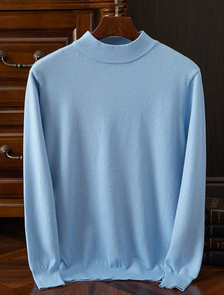 Men’s Drop-Shoulder Mock-Neck Jumper in Blue