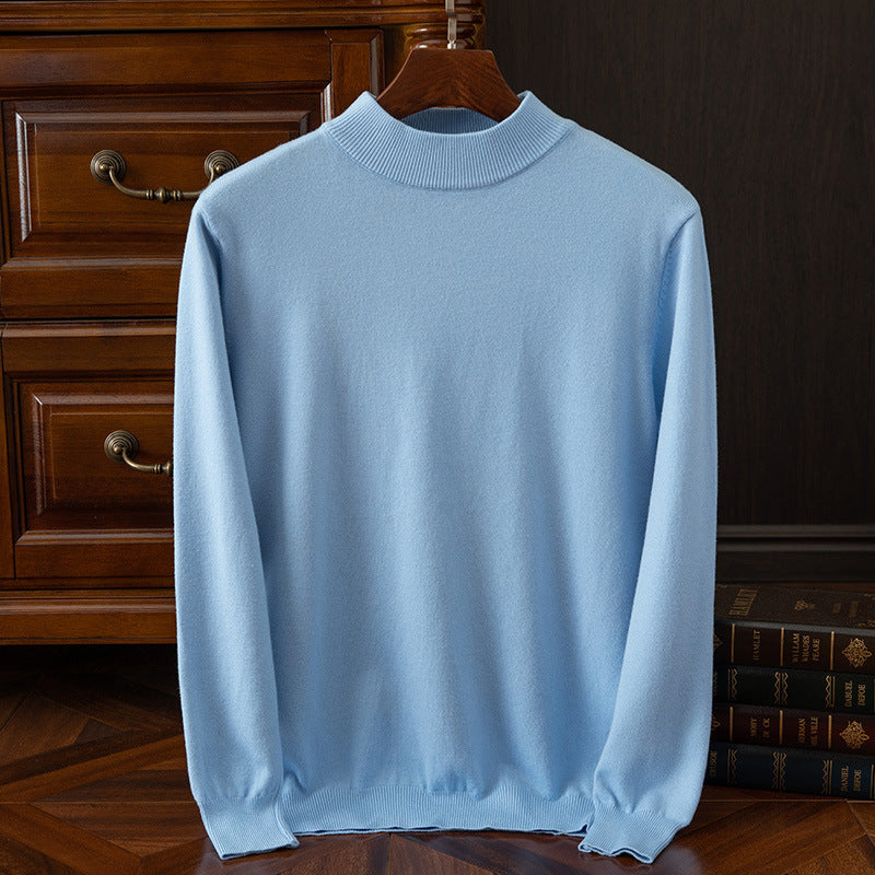 Men’s Drop-Shoulder Mock-Neck Jumper in Blue