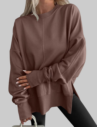Women’s Oversized Cotton-Blend Sweatshirt in Brown
