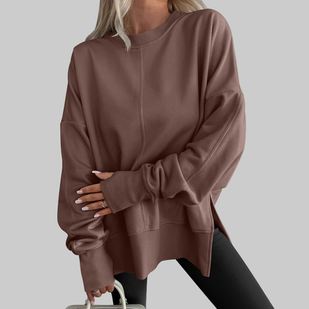 Women’s Oversized Cotton-Blend Sweatshirt in Brown