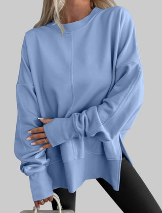 Women’s Oversized Cotton-Blend Sweatshirt in Blue