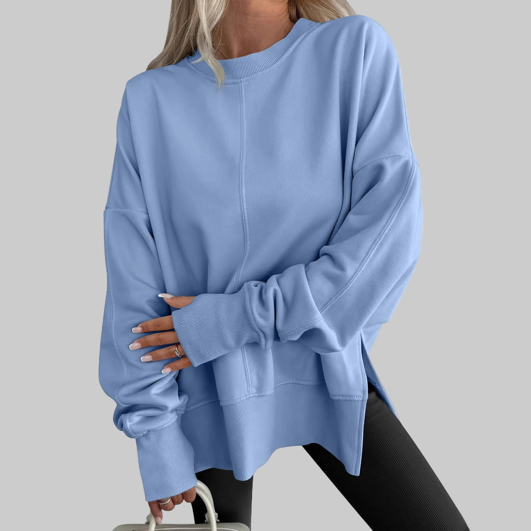 Women’s Oversized Cotton-Blend Sweatshirt in Blue