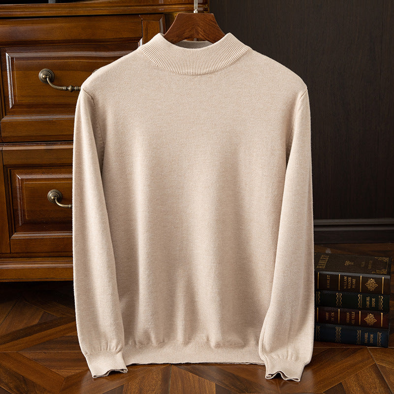 Men’s Drop-Shoulder Mock-Neck Jumper in Cream