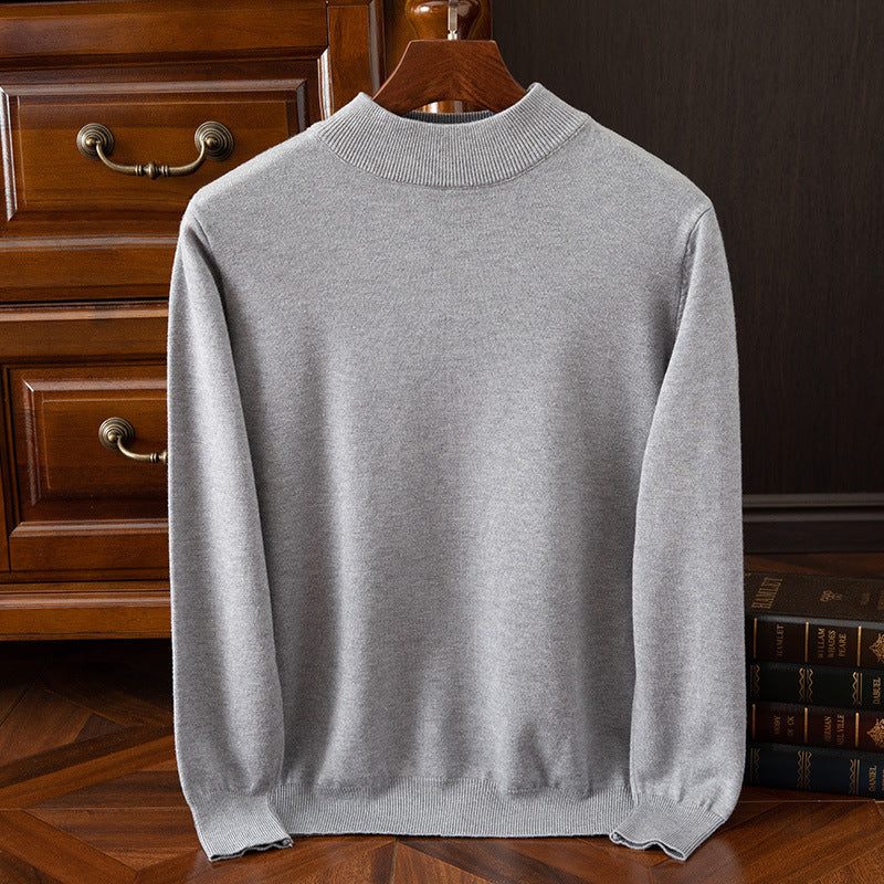 Men’s Drop-Shoulder Mock-Neck Jumper in Grey