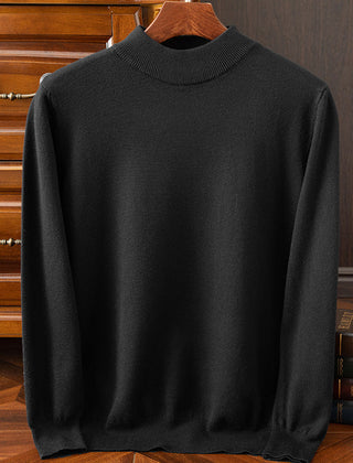 Men’s Drop-Shoulder Mock-Neck Jumper in Black