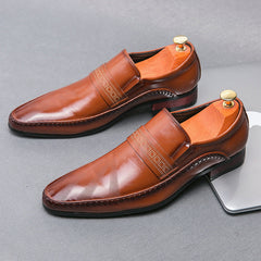 Men’s Polished Leather Penny Loafers in Brown