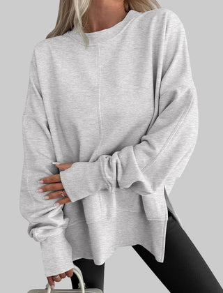 Women’s Oversized Cotton-Blend Sweatshirt in Grey