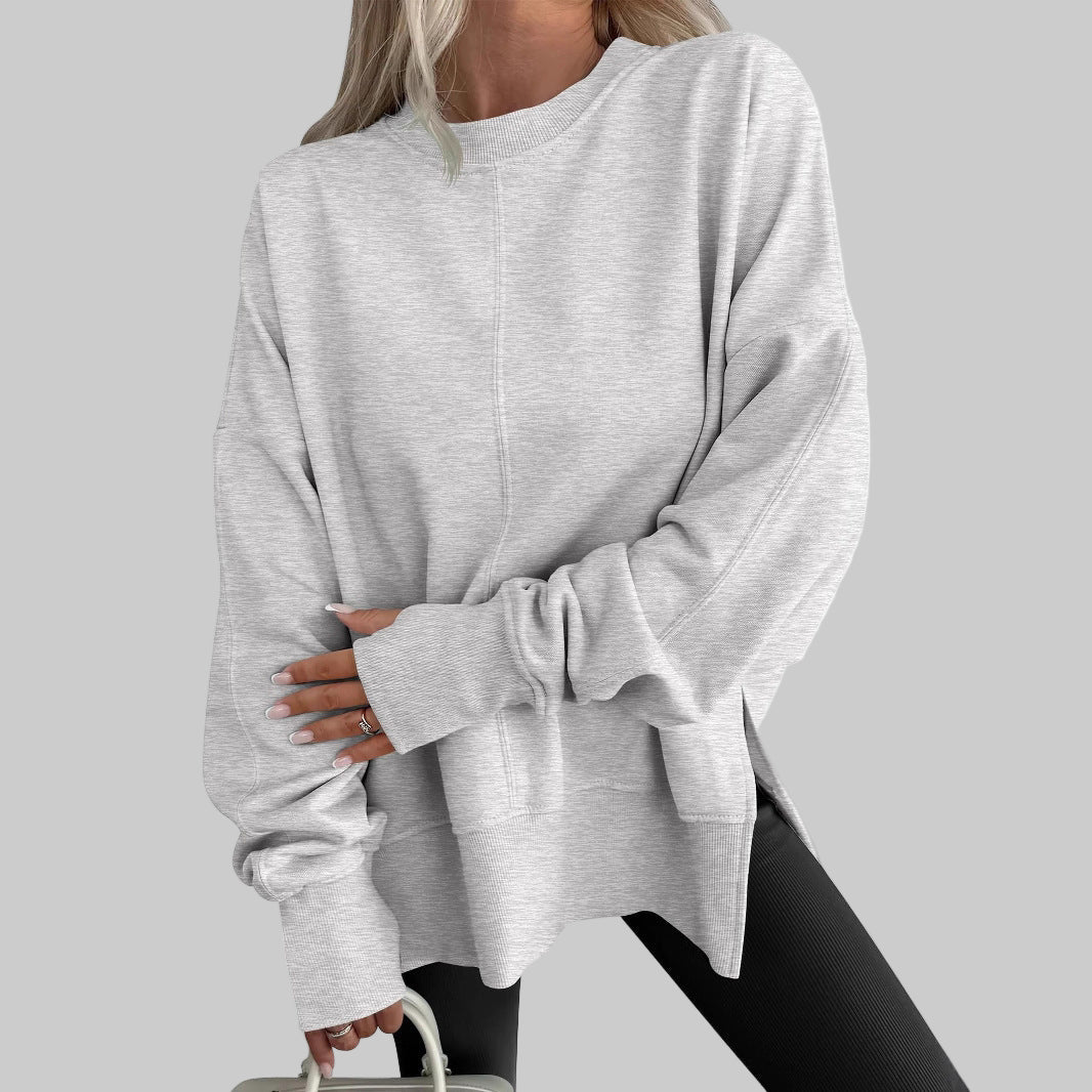 Women’s Oversized Cotton-Blend Sweatshirt in Grey