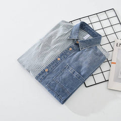 Men’s Contrast-Panel Cotton Denim Shirt