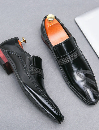 Men’s Polished Leather Penny Loafers in Black