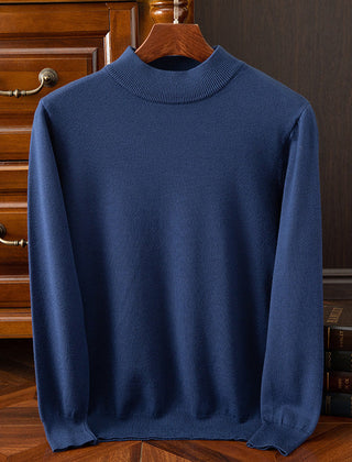 Men’s Drop-Shoulder Mock-Neck Jumper in Navy
