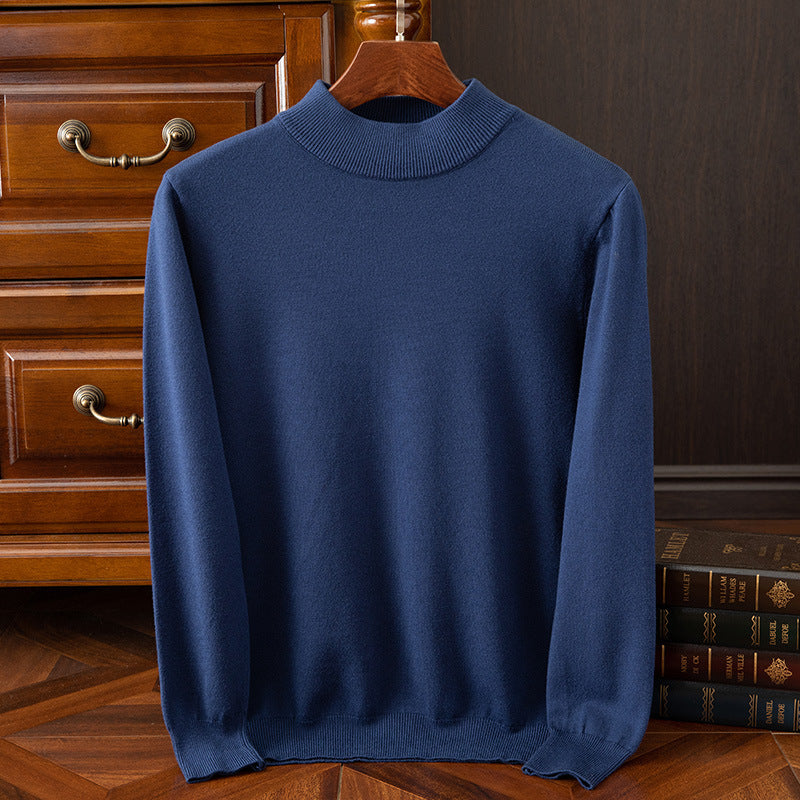 Men’s Drop-Shoulder Mock-Neck Jumper in Navy
