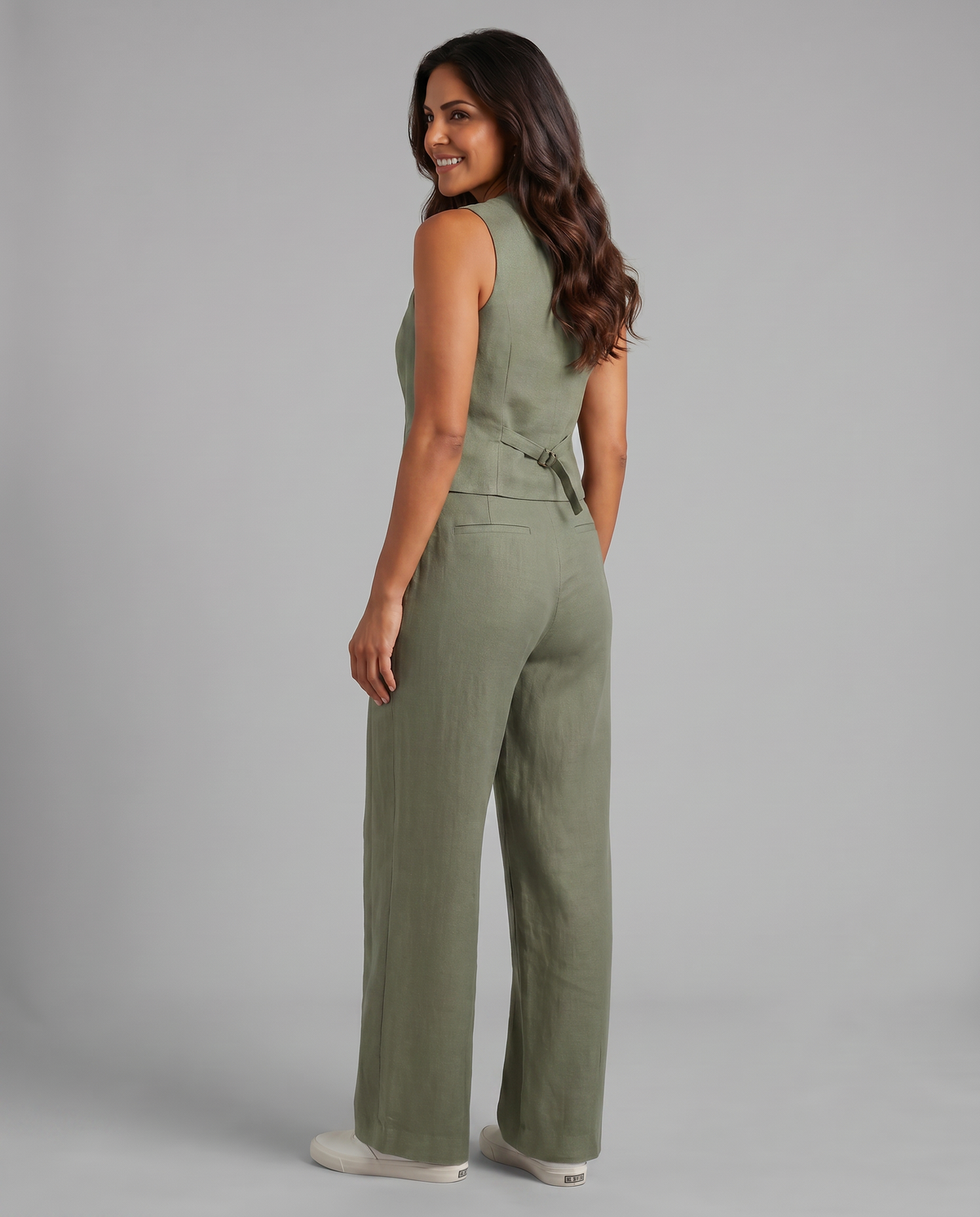 Women’s Linen-Blend Waistcoat & Trouser Set