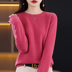 Women’s Soft Crew-Neck Rib-Trim Jumper in Rose
